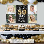 50th Birthday 4 Photos Cheers to 50 Years Confetti Banner<br><div class="desc">Celebrate a 50th birthday with this personalized custom colour banner with 4 pictures of her or him for a fun birthday sign or party decoration. The design features the title CHEERS TO 50 YEARS with gold foil balloon numbers and name or your custom text in your choice of text and...</div>