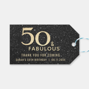 50th Birthday 50 and Fabulous Black Gold Favour Ta Gift Tags
