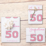 50th Birthday 50 And Fabulous Girly Pink Glitter Wrapping Paper Sheet<br><div class="desc">50th Birthday Girly Pink Glitter Feminine Wrapping Paper.  Easy to customize using the template provided.</div>