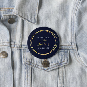 50th Birthday 50 and Fabulous Navy Gold 3 Inch Round Button