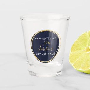 50th Birthday 50 and Fabulous Navy Gold Shot Glass