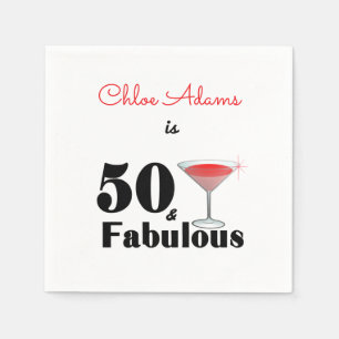 50th Birthday 50 and Fabulous Red Personalized Napkin