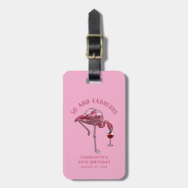 50th Birthday 50 and Fabulous Swag Custom Luggage Tag (Front Vertical)