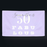 50th Birthday 50 fabulous Purple Birthday Party Banner<br><div class="desc">This is a stylish, personalized 50th birthday, 50 and fabulous typography design. It is in trending purple / lilac with grey script and white retro typography. Perfect for a chic and unforgettable 50th birthday party. This design is fully customizable, to personalize, simply add your name using the personalize this button,...</div>