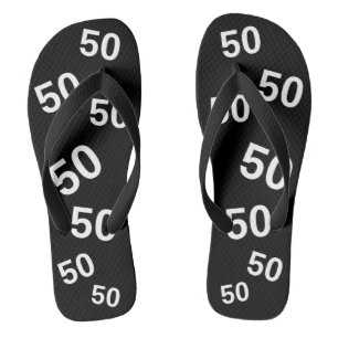 50th Birthday 50 Pattern Flip Flops
