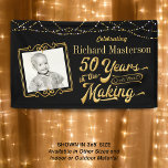 50th Birthday 50 YEARS IN THE MAKING Black & Gold Banner<br><div class="desc">Welcome the party's honoree and guests with this 50th birthday banner designed in black and gold and featuring retro typography stating 50 YEARS IN THE MAKING and lets you personalize it by adding their photo (a current one or one from their youth), their name and birth year as part of...</div>
