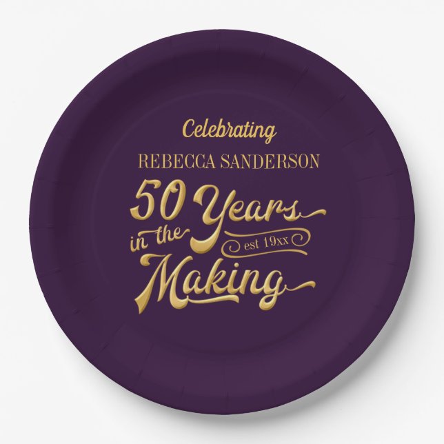 50th Birthday 50 YEARS IN THE MAKING Personalized Paper Plate (Front)