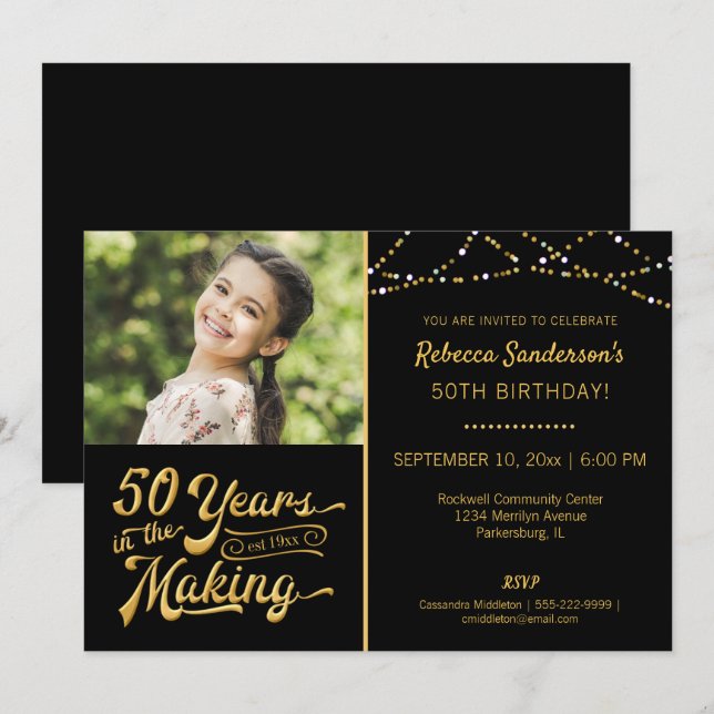 50th Birthday | 50 YEARS IN THE MAKING Photo Invitation (Front/Back)