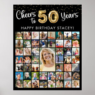 50th Birthday 51 Photo Collage Cheers to 40 Years Poster