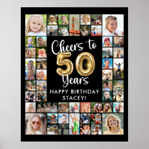 50th Birthday 51 Photo Collage Cheers to 50 Years Poster