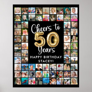 50th Birthday 69 Photo Collage Cheers to 50 Years Poster