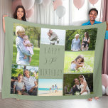 50th Birthday 7 Photo Collage Sage Green Fleece Blanket<br><div class="desc">Photo Blanket - personalized keepsake gift to say Happy 50th Birthday. The photo template is set up for you to add 7 of your favourite photos which are displayed in a photo collage around the birthday greeting. The wording simply reads "Happy 50th Birthday" in casual typography. "50th" is actually editable...</div>