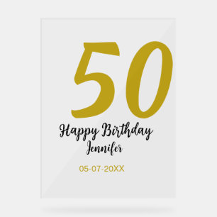 50th birthday add name date year black template go acrylic sign