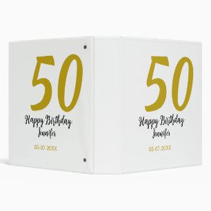 50th birthday add name date year black template go binder