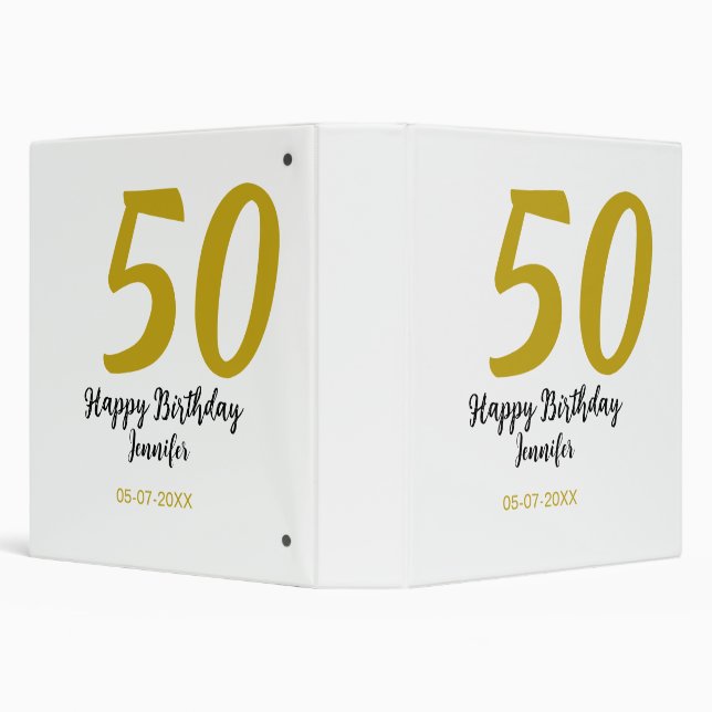 50th birthday add name date year black template go binder (Background)
