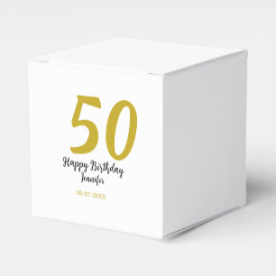 50th birthday add name date year black template go favor box
