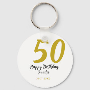 50th birthday add name date year black template go keychain