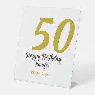 50th birthday add name date year black template go pedestal sign