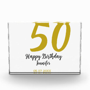 50th birthday add name date year black template go photo block