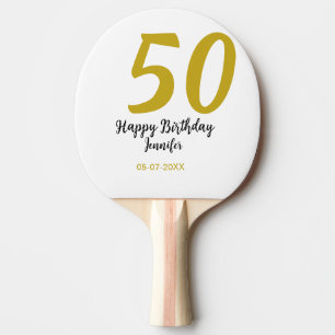 50th birthday add name date year black template go ping pong paddle