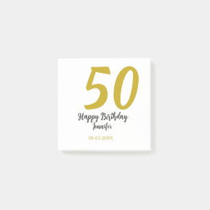 50th birthday add name date year black template go post-it notes