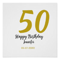 50th birthday add name date year black template go