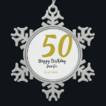 50th birthday add name date year black template go snowflake pewter christmas ornament<br><div class="desc">editable design</div>