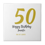 50th birthday add name date year black template go tile<br><div class="desc">editable design</div>