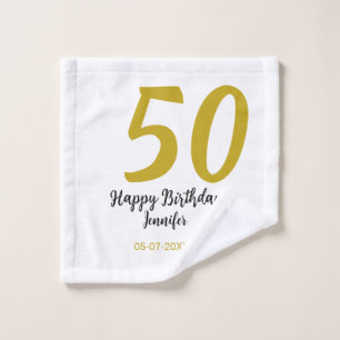 50th birthday add name date year black template go wash cloth