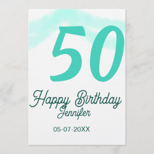50th birthday add name date year green pastel bold invitation