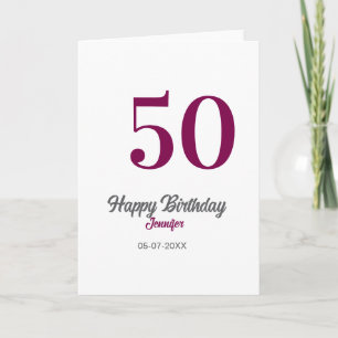 50th birthday add name date year mauve template 