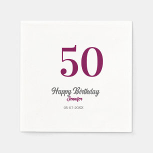 50th birthday add name date year mauve template  napkin