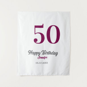 50th birthday add name date year mauve template  tapestry