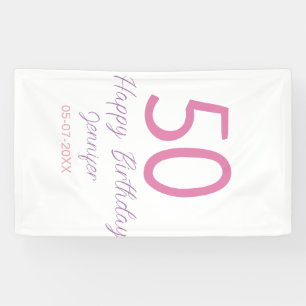 50th birthday add name date year pink template go banner