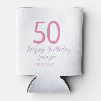 50th birthday add name date year pink template go can cooler