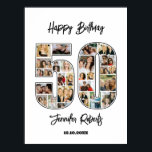 50th Birthday Age Number 50 Custom Photo Collage Poster<br><div class="desc">Celebrate 50th birthday with this printable photo collage. Choose your favourite photos for display. Customize the name, text and date to fit your occasion. This will be a lovely keepsake with personalized message to look back on with family and friends. If you need any other number as your collage, feel...</div>