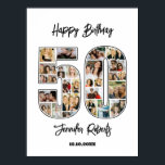 50th Birthday Age Number 50 Custom Photo Collage Poster<br><div class="desc">Celebrate 50th birthday with this printable photo collage. Choose your favourite photos for display. Customize the name, text and date to fit your occasion. This will be a lovely keepsake with personalized message to look back on with family and friends. If you need any other number as your collage, feel...</div>