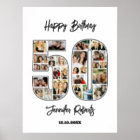 50th Birthday Age Number 50 Custom Photo Collage