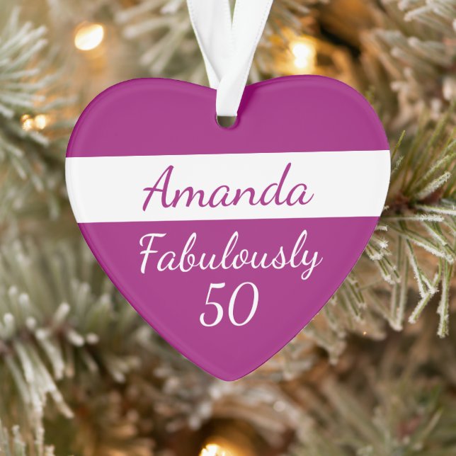 50th Birthday Ajouter le nom Fabully 50 rose ornem (Arbre)