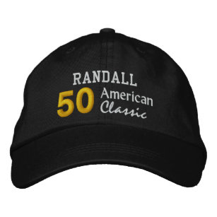 50th Birthday AMERICAN CLASSIC Custom Name A01 Embroidered Hat