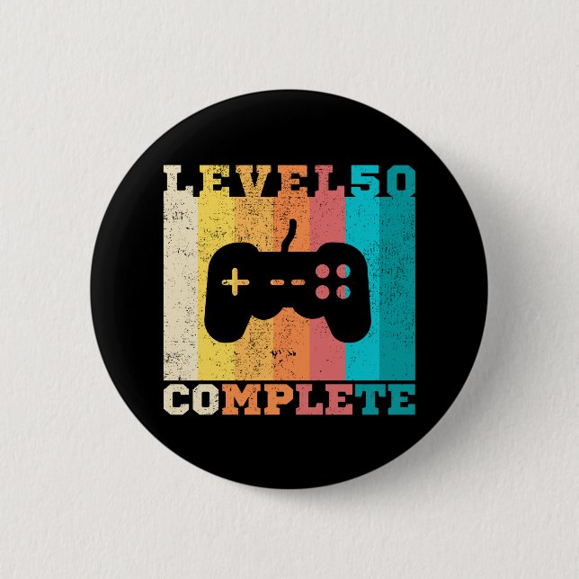 50th Birthday/ Anniversary Level 50 Complete 2 Inch Round Button (Front)