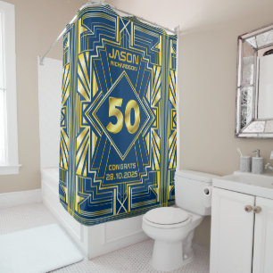 50th Birthday Art Deco Gold Blue Great Gatsby