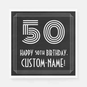 50th Birthday: Art Deco Inspired Look "50" + Name Napkin