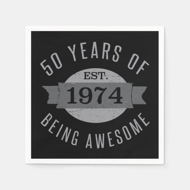 50th Birthday Awesome 1974 Napkin (Front)