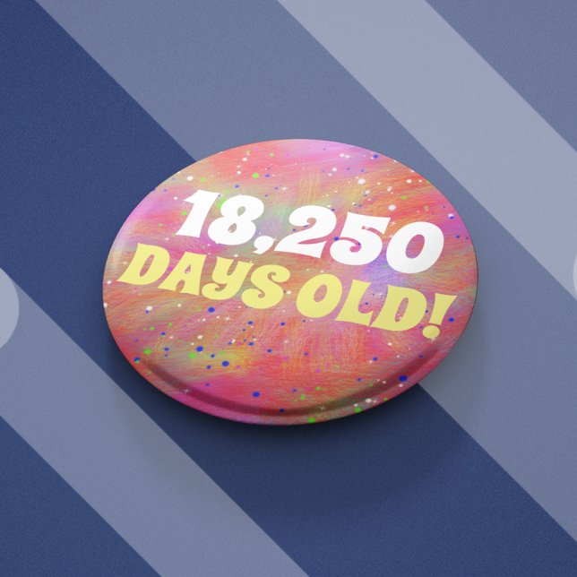 50th birthday badge in days number exact age 2 inch round button (Creator Uploaded)