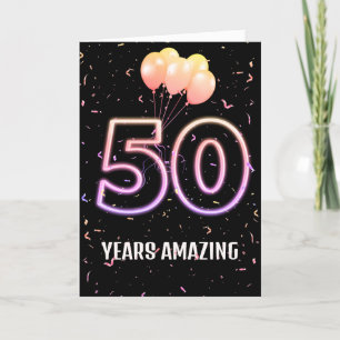 50th Birthday Balloons and Confetti Card