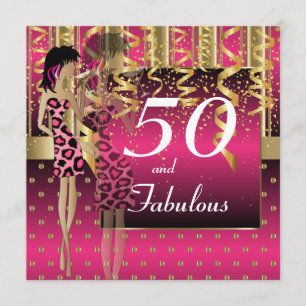 50th Birthday Bash Girl Party   Pink & Gold Invitation