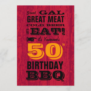 50th Birthday BBQ Grill Out Invitation