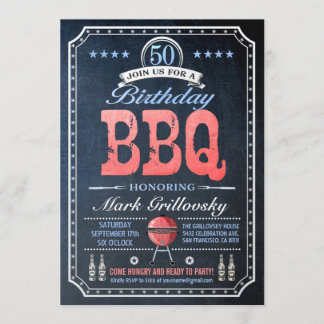 50th Birthday BBQ Invitations | Chalkboard