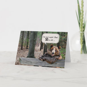 50th Birthday Bear In a Forest Card
